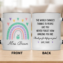 Load image into Gallery viewer, Personalized Ceramic Accent Mug Teaching Gift for Teacher - Rainbow Apple Design
