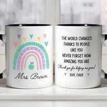 Load image into Gallery viewer, Personalized Ceramic Accent Mug Teaching Gift for Teacher - Rainbow Apple Design
