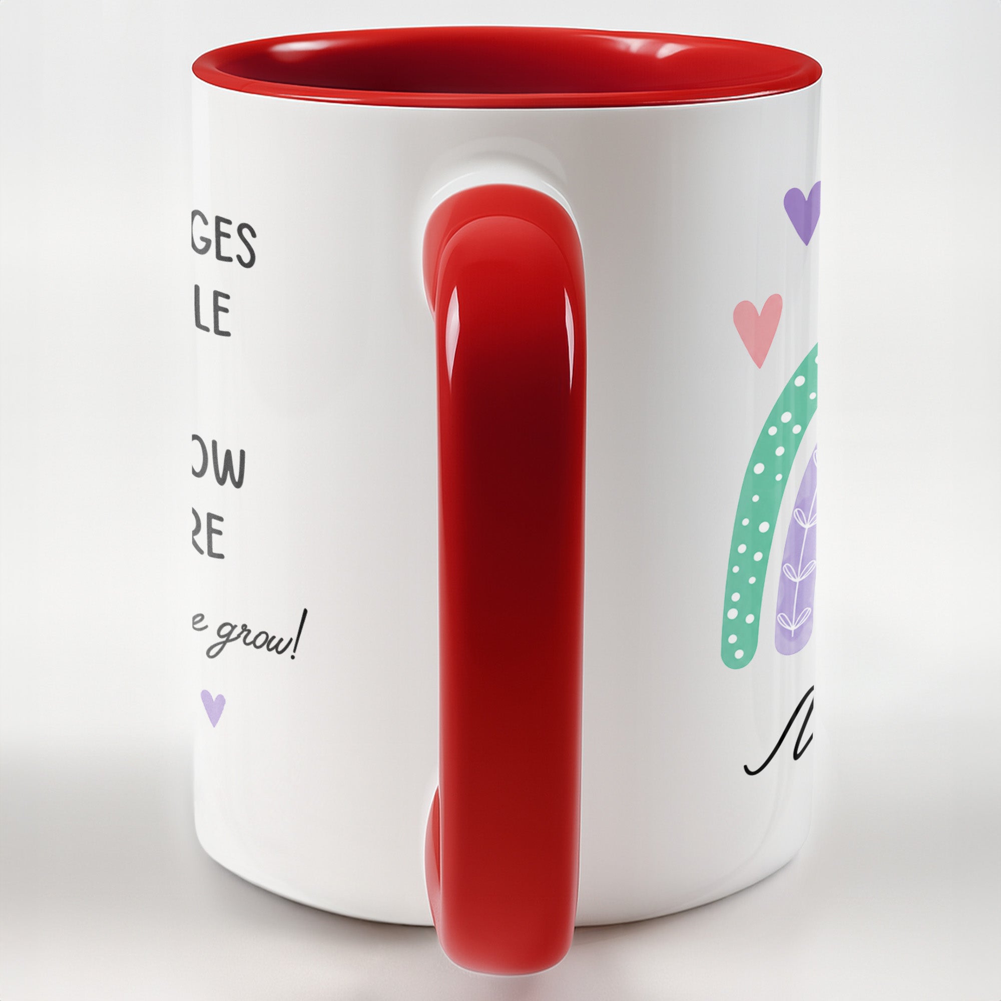 Personalized Ceramic Accent Mug Teaching Gift for Teacher - Rainbow Apple Design