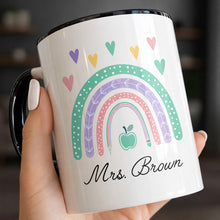 Load image into Gallery viewer, Personalized Ceramic Accent Mug Teaching Gift for Teacher - Rainbow Apple Design
