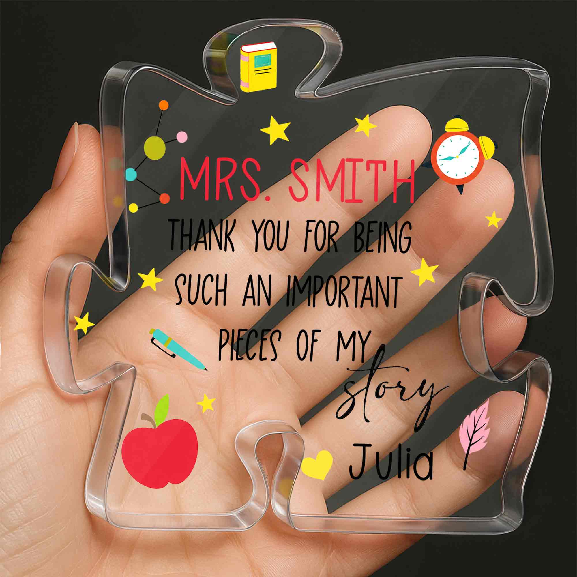 Personalized Custom Puzzle Acrylic Plaque Gift for Teacher
