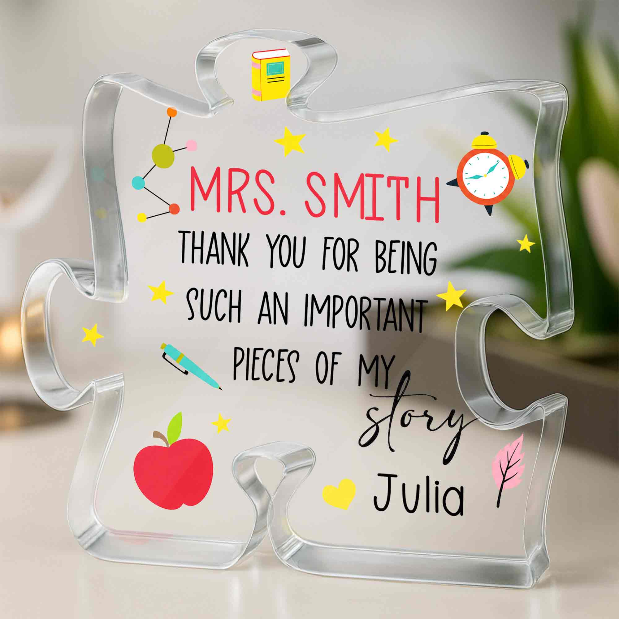 Personalized Custom Puzzle Acrylic Plaque Gift for Teacher