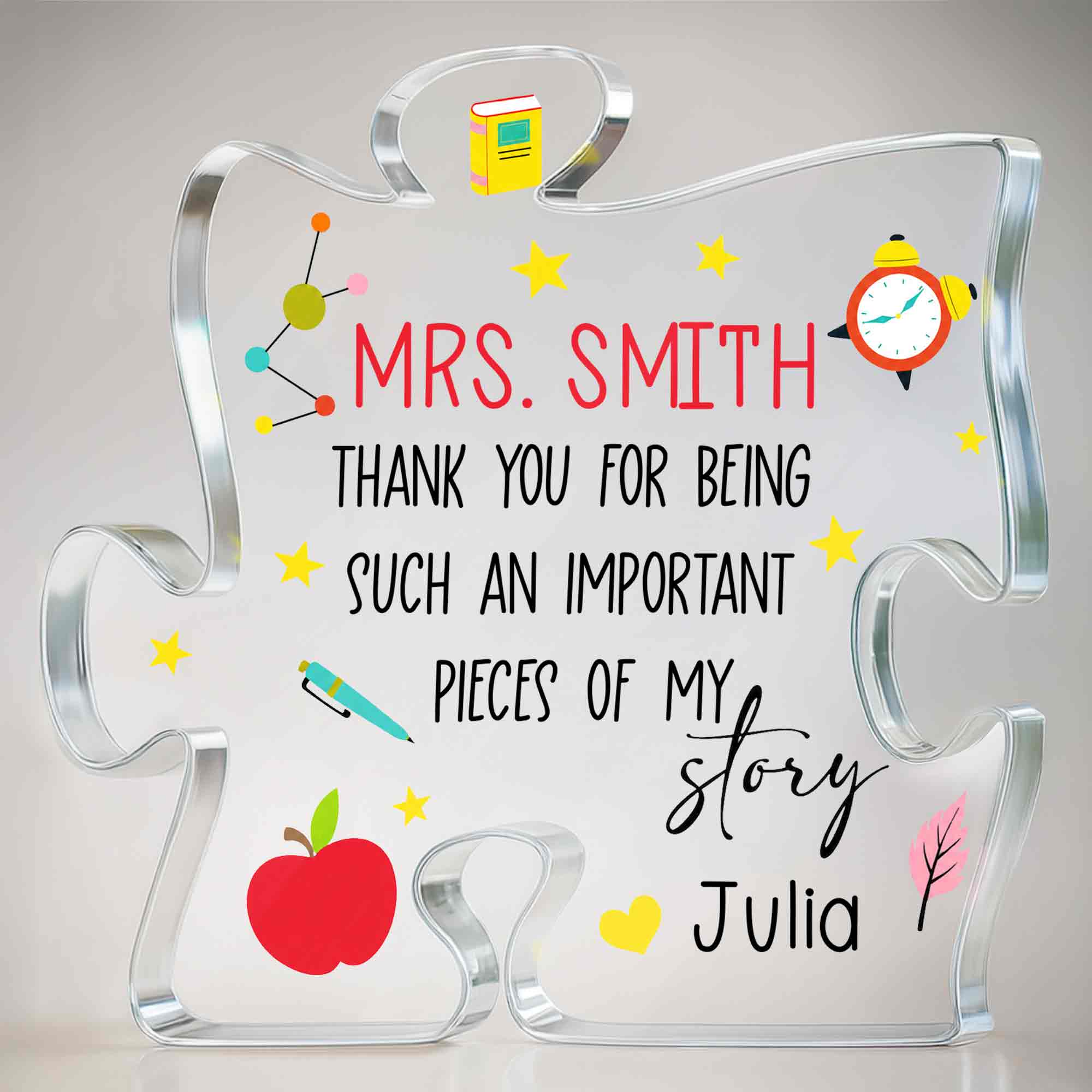 Personalized Custom Puzzle Acrylic Plaque Gift for Teacher