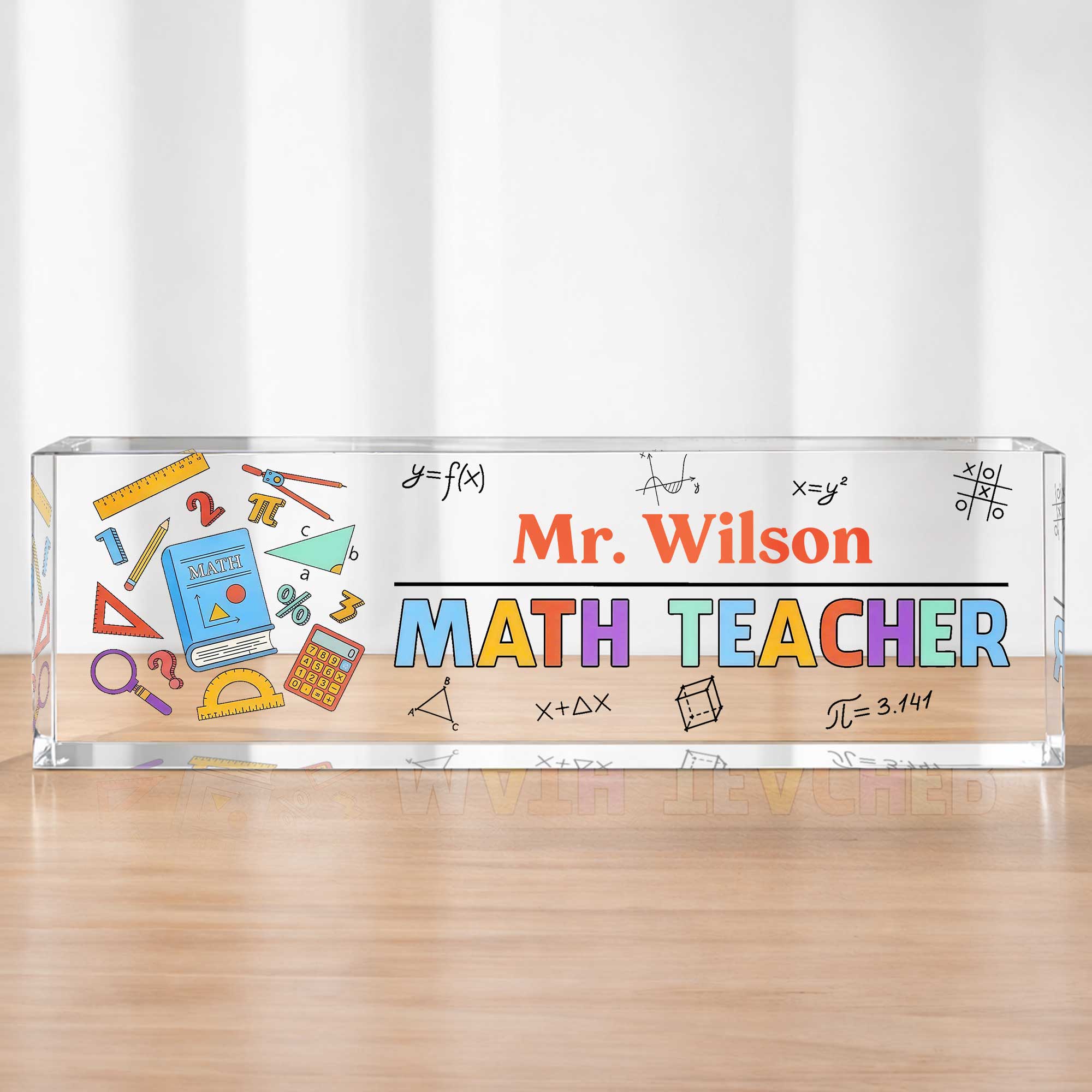 Personalized Math Teacher Acrylic Desk Name Plate Gift