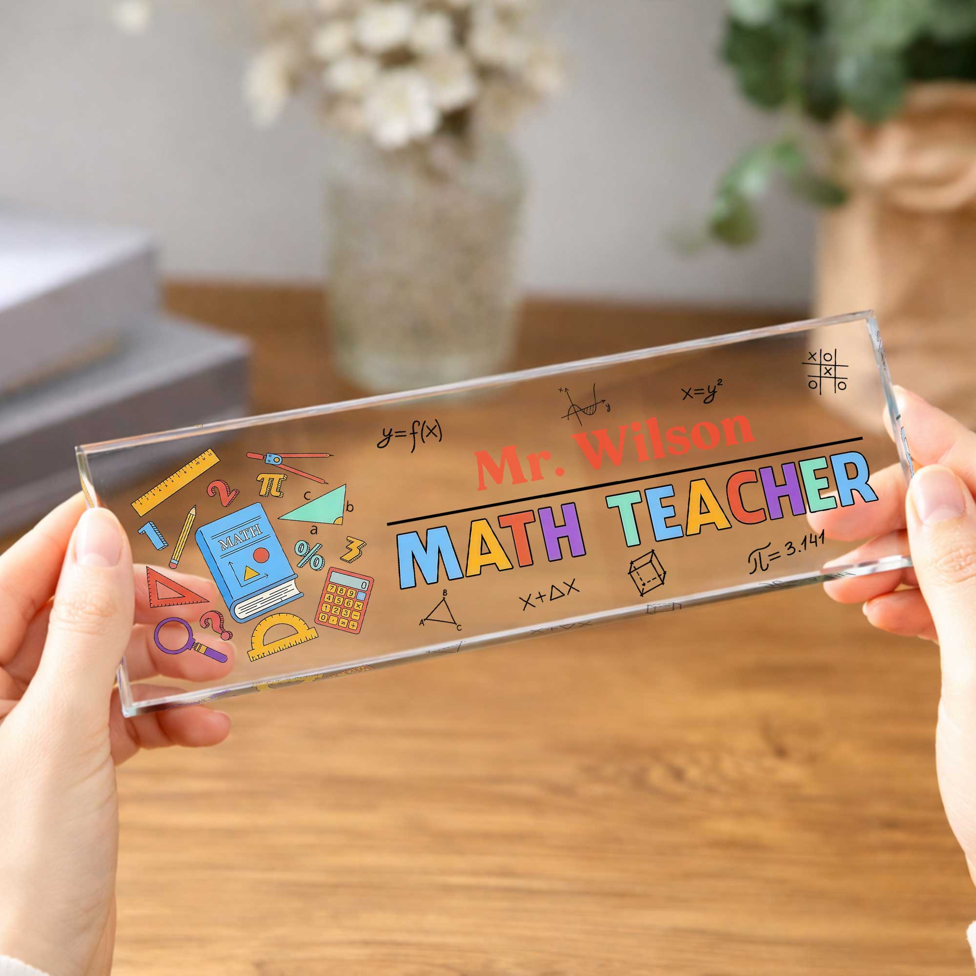 Personalized Math Teacher Acrylic Desk Name Plate Gift