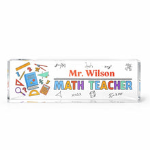 Load image into Gallery viewer, Personalized Math Teacher Acrylic Desk Name Plate Gift
