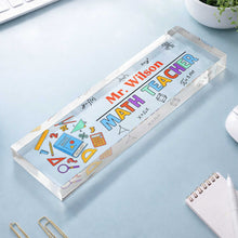 Load image into Gallery viewer, Personalized Math Teacher Acrylic Desk Name Plate Gift
