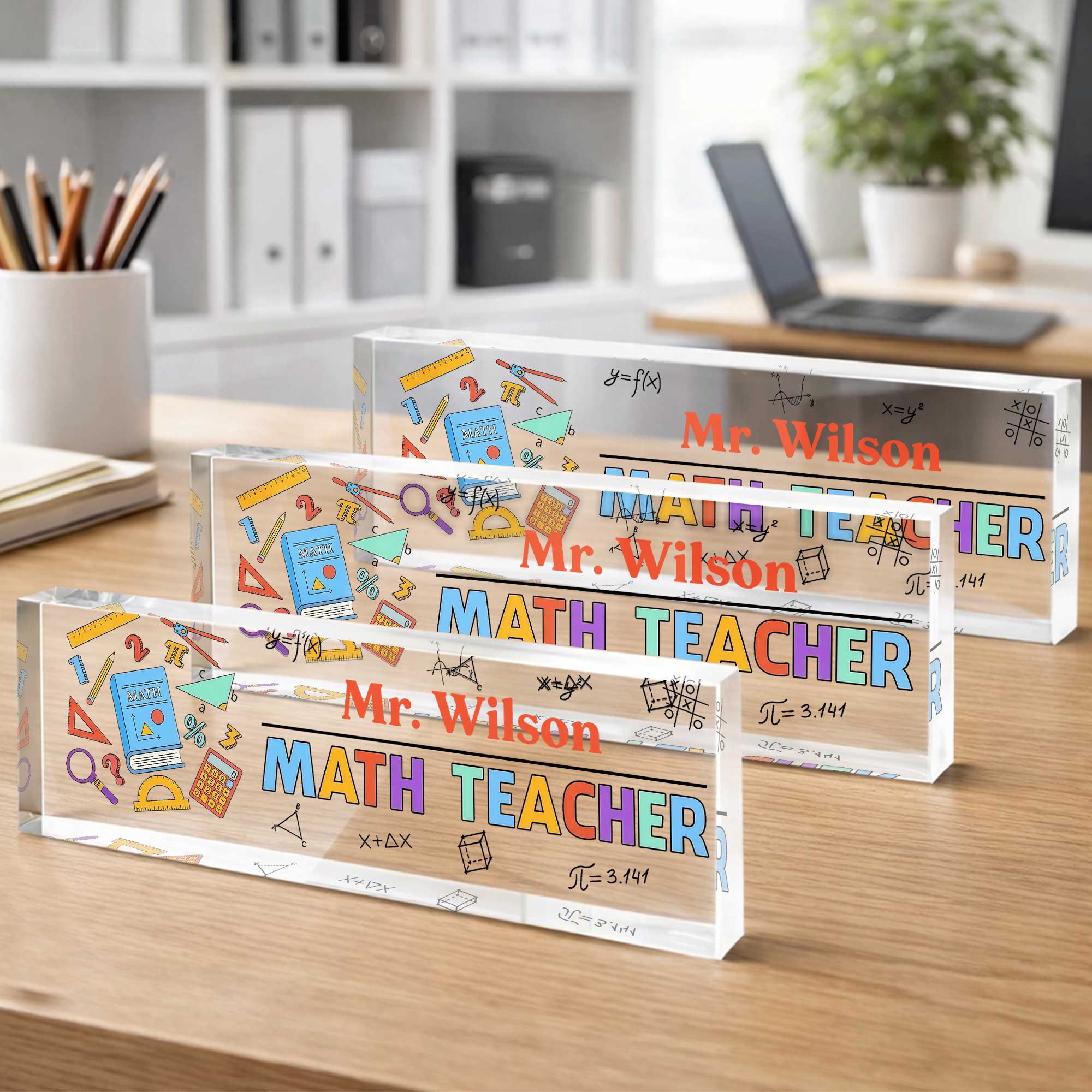 Personalized Math Teacher Acrylic Desk Name Plate Gift