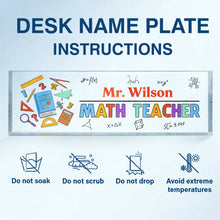 Load image into Gallery viewer, Personalized Math Teacher Acrylic Desk Name Plate Gift
