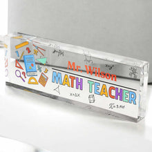 Load image into Gallery viewer, Personalized Math Teacher Acrylic Desk Name Plate Gift
