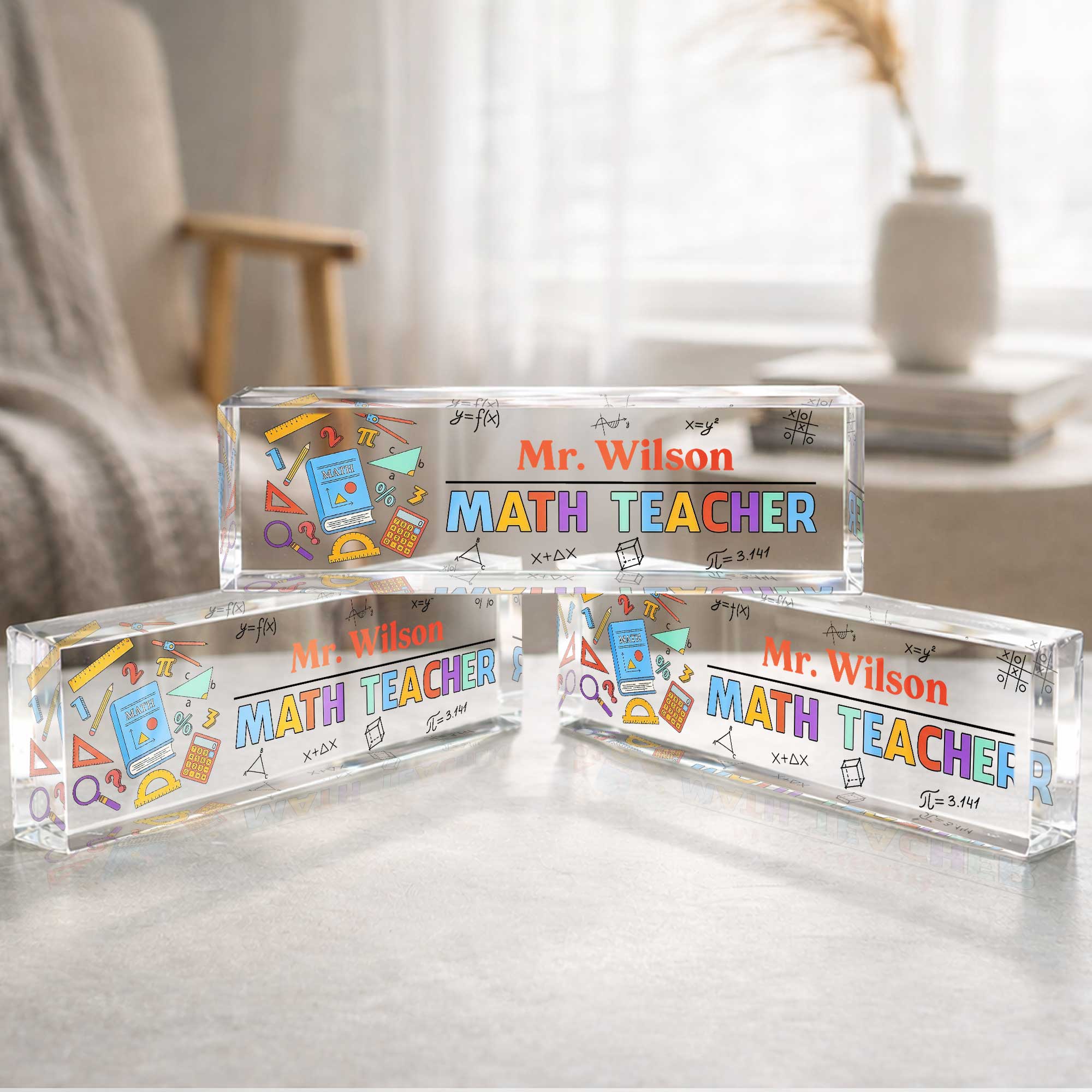 Personalized Math Teacher Acrylic Desk Name Plate Gift