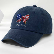 Load image into Gallery viewer, Personalized American Flag Teacher Denim Cap Custom Name Gift
