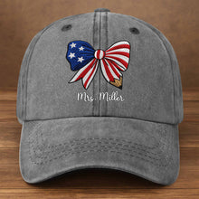 Load image into Gallery viewer, Personalized American Flag Teacher Denim Cap Custom Name Gift
