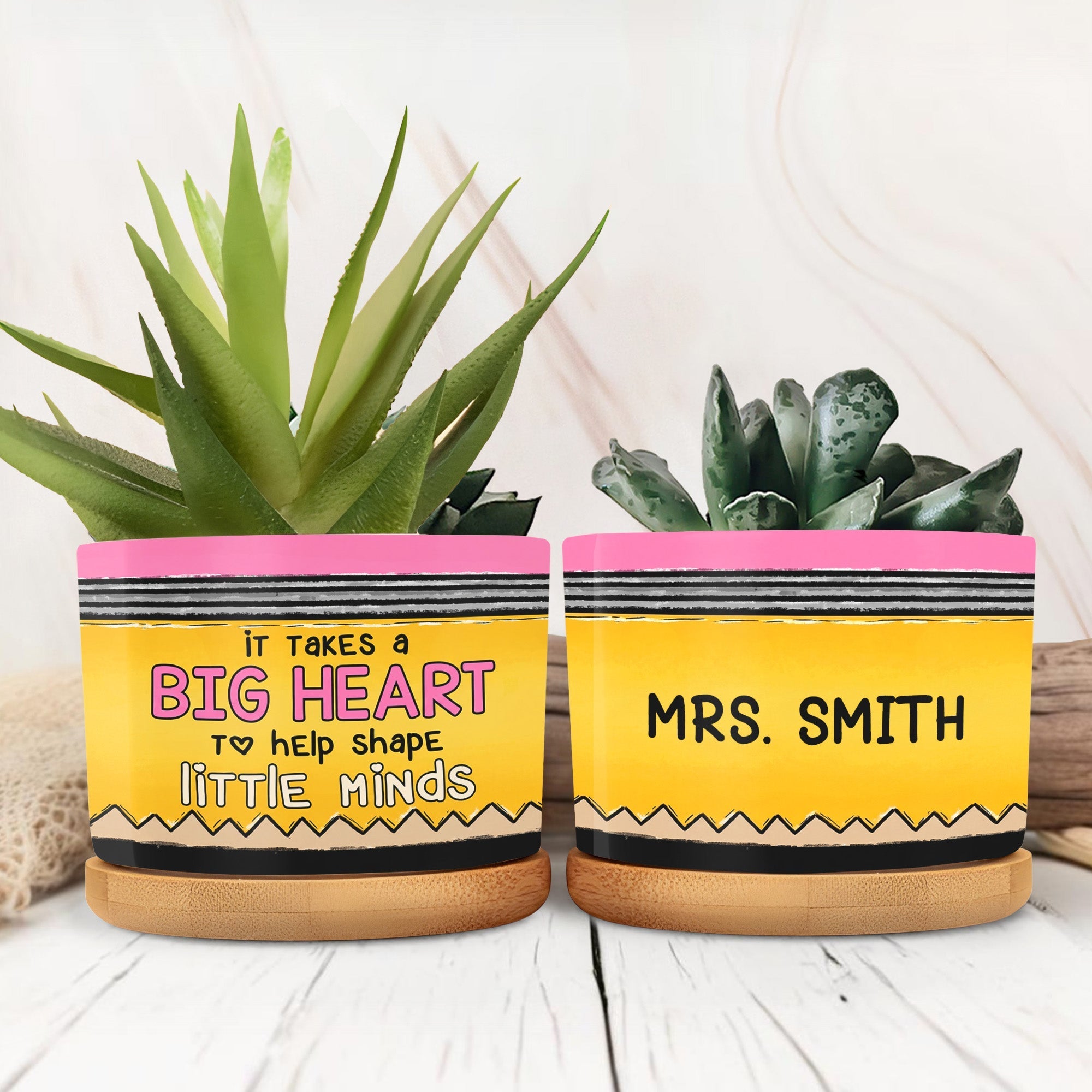 Personalized Ceramic Plant Pot Custom Teacher Gift Idea