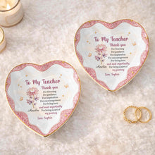 Load image into Gallery viewer, Personalized Heart Jewelry Dish Custom Name Gift for Teacher
