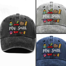 Load image into Gallery viewer, Personalized Washed Denim Cap Custom Teacher Gift Idea
