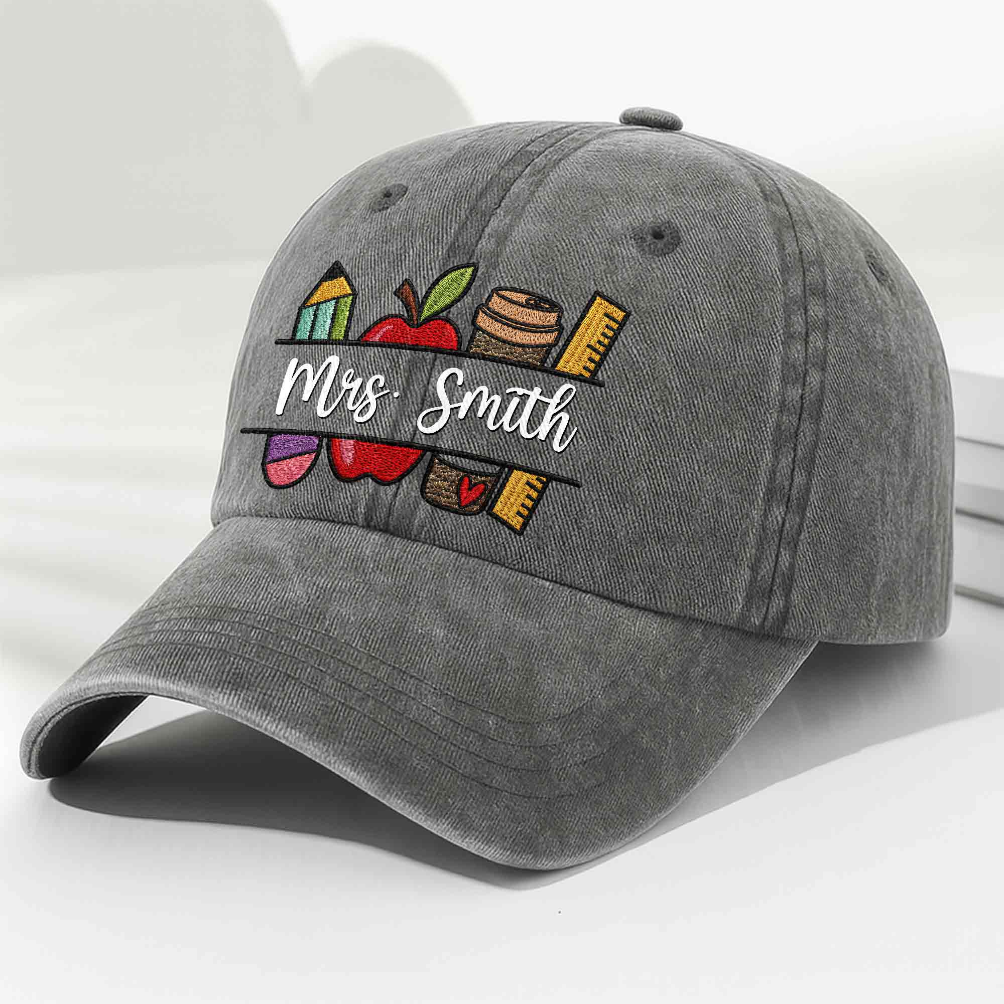 Personalized Washed Denim Cap Custom Teacher Gift Idea