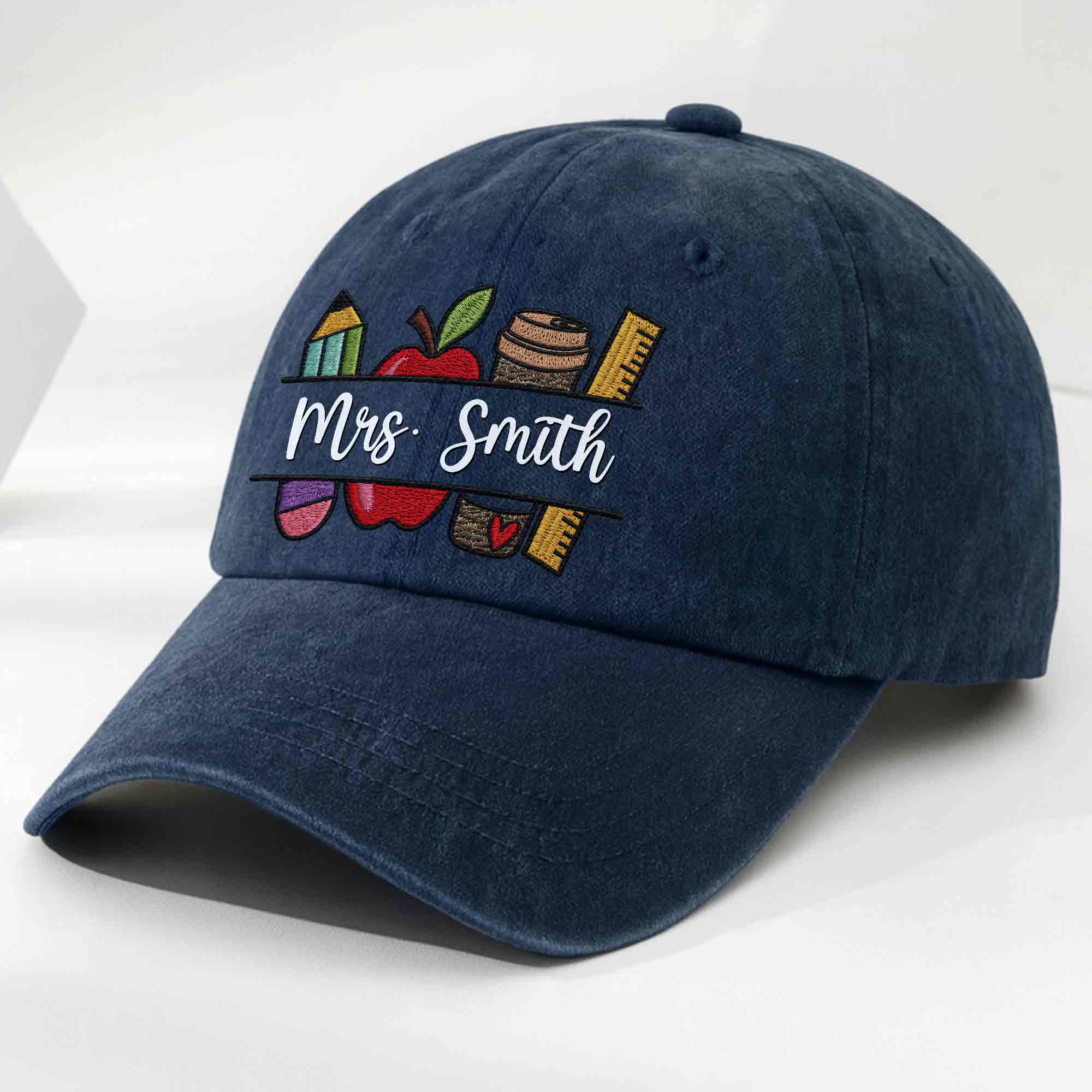 Personalized Washed Denim Cap Custom Teacher Gift Idea