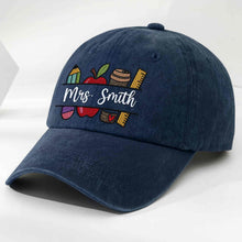 Load image into Gallery viewer, Personalized Washed Denim Cap Custom Teacher Gift Idea
