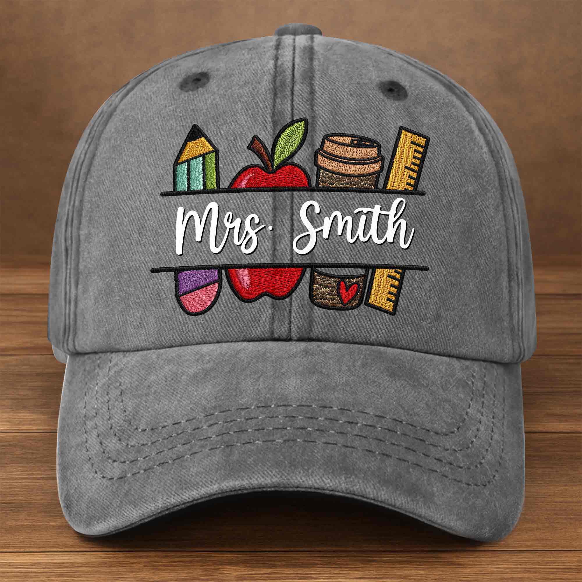 Personalized Washed Denim Cap Custom Teacher Gift Idea