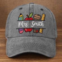 Load image into Gallery viewer, Personalized Washed Denim Cap Custom Teacher Gift Idea
