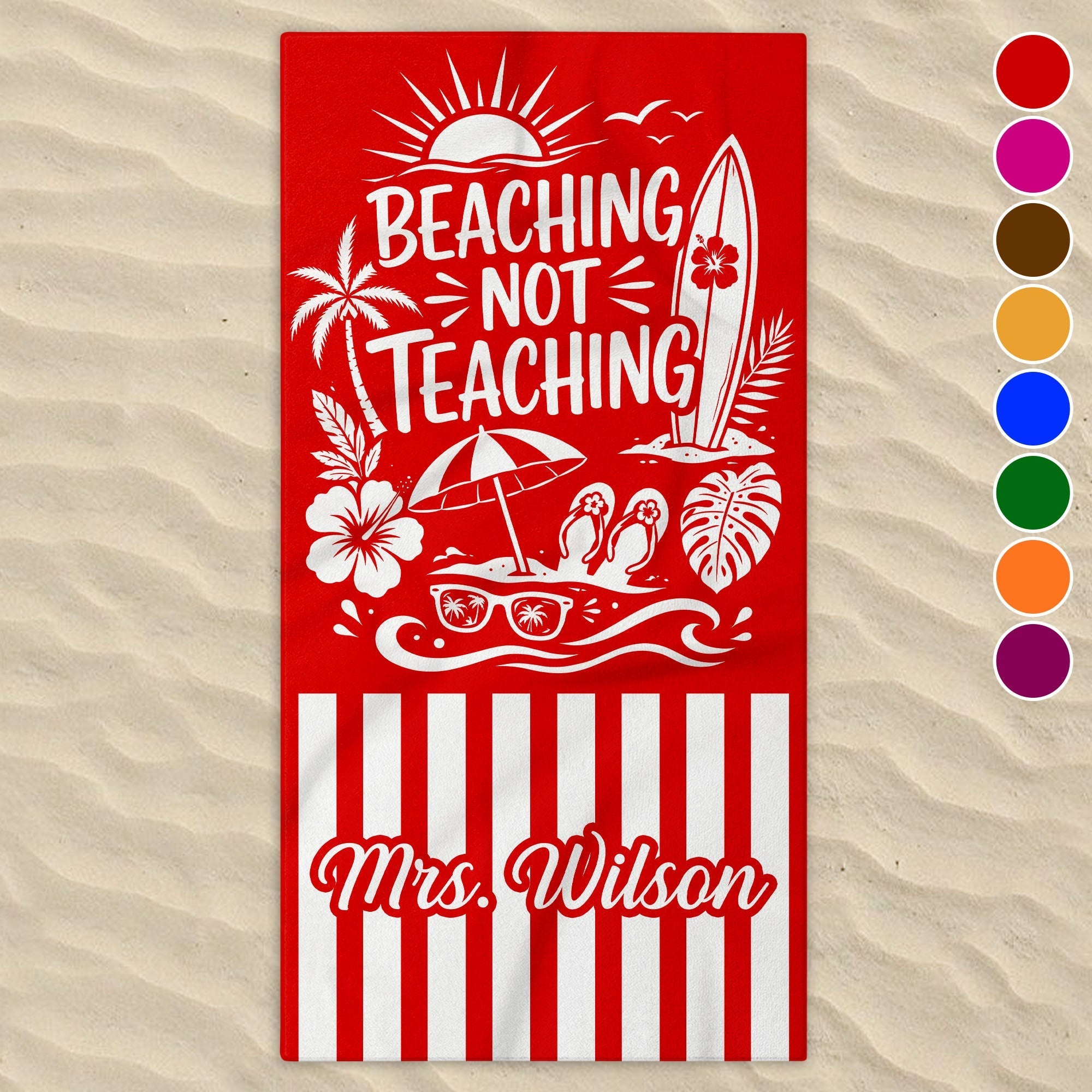 Personalized Microfiber Beach Towel Custom Design for Teacher
