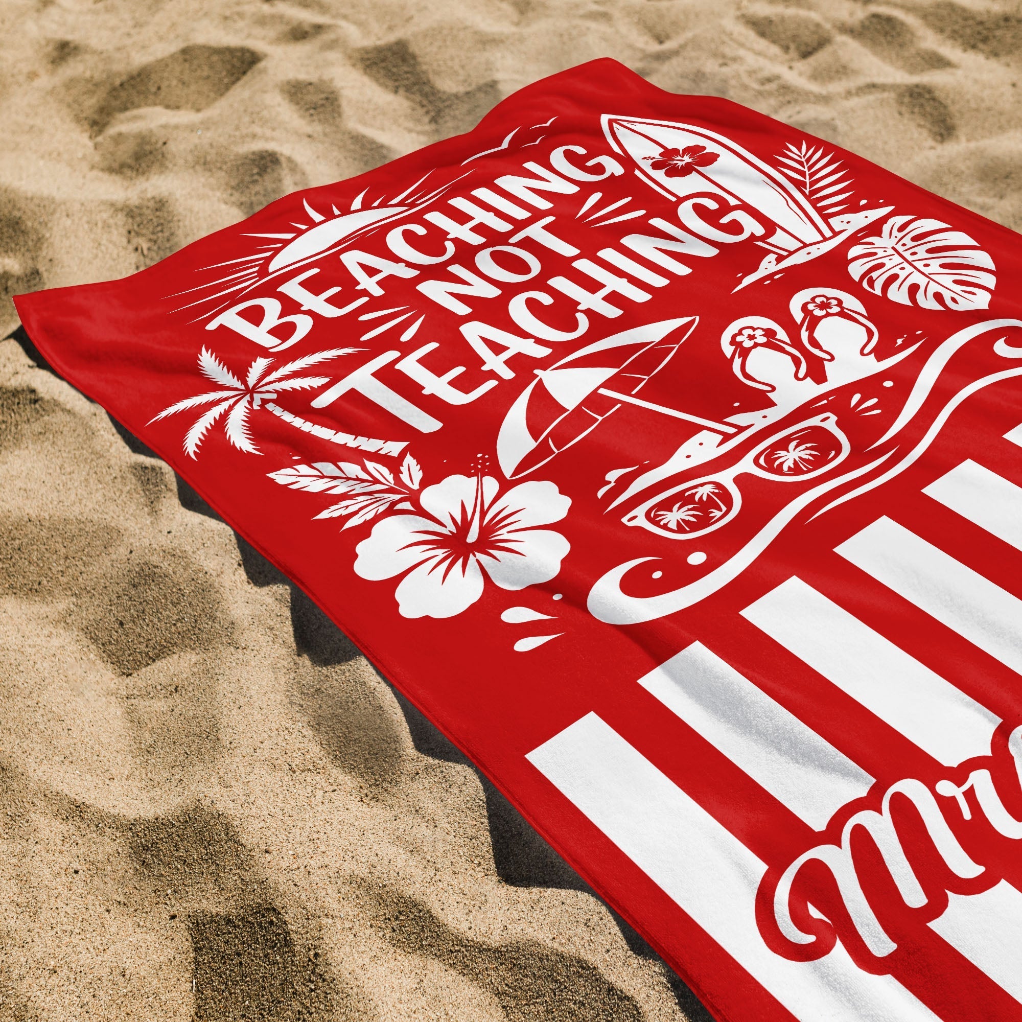 Personalized Microfiber Beach Towel Custom Design for Teacher