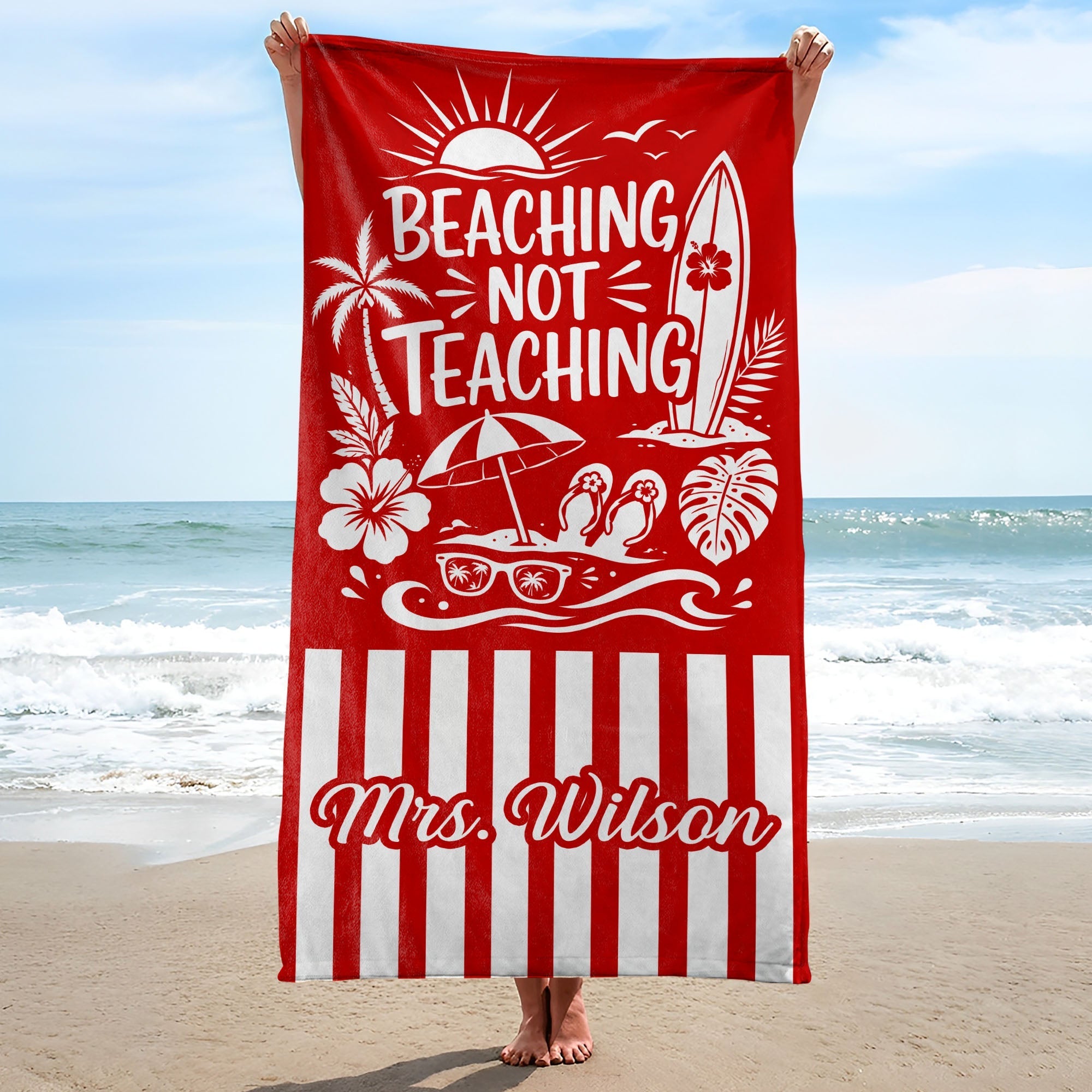 Personalized Microfiber Beach Towel Custom Design for Teacher