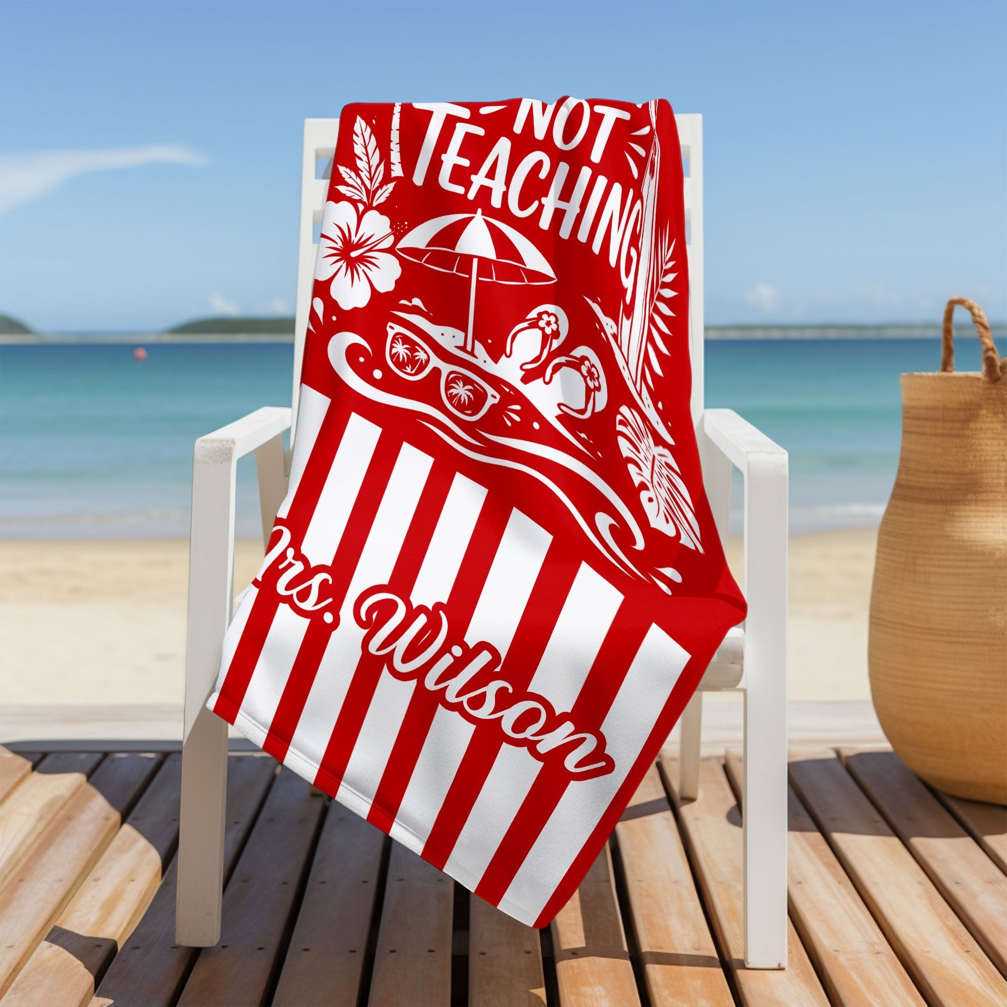 Personalized Microfiber Beach Towel Custom Design for Teacher