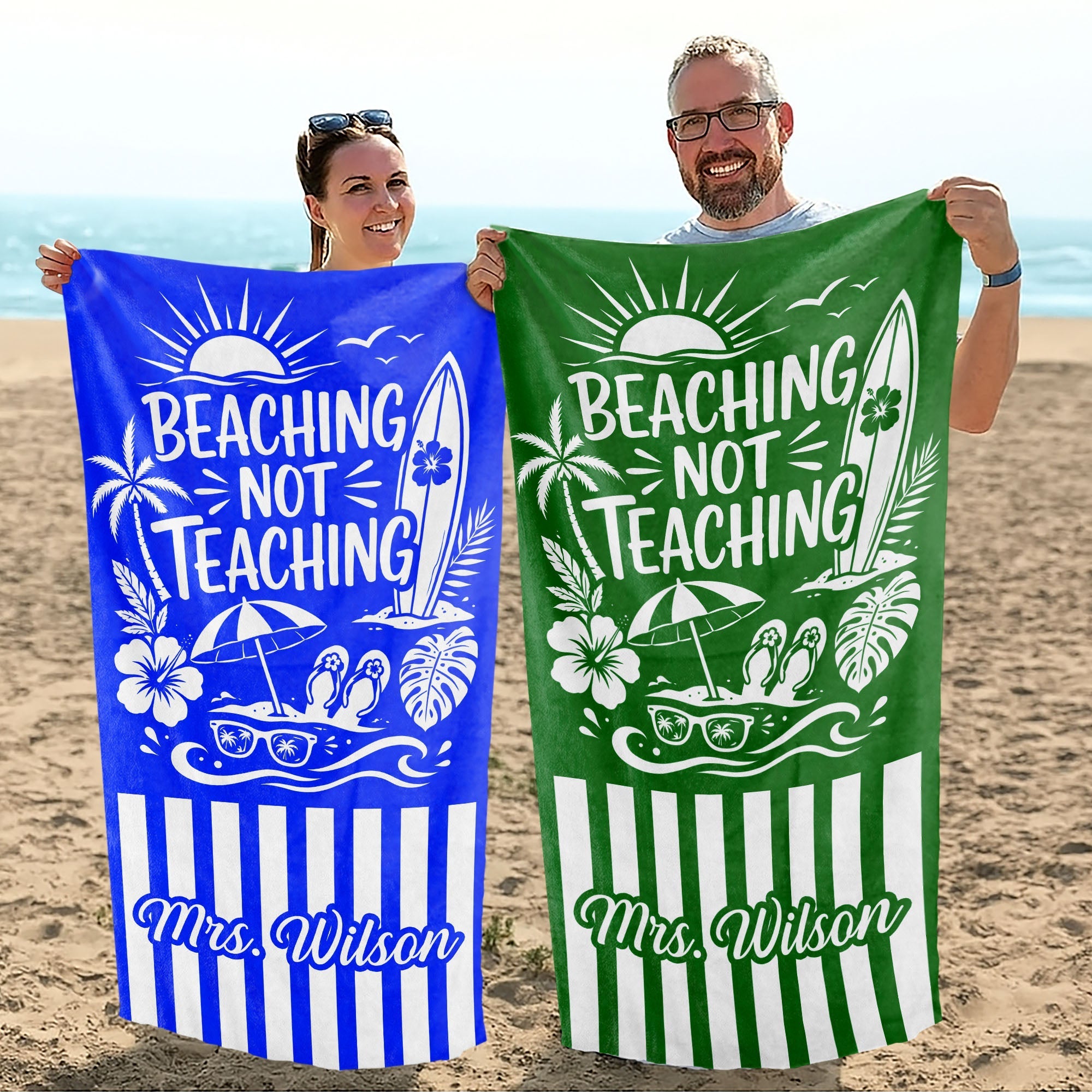 Personalized Microfiber Beach Towel Custom Design for Teacher