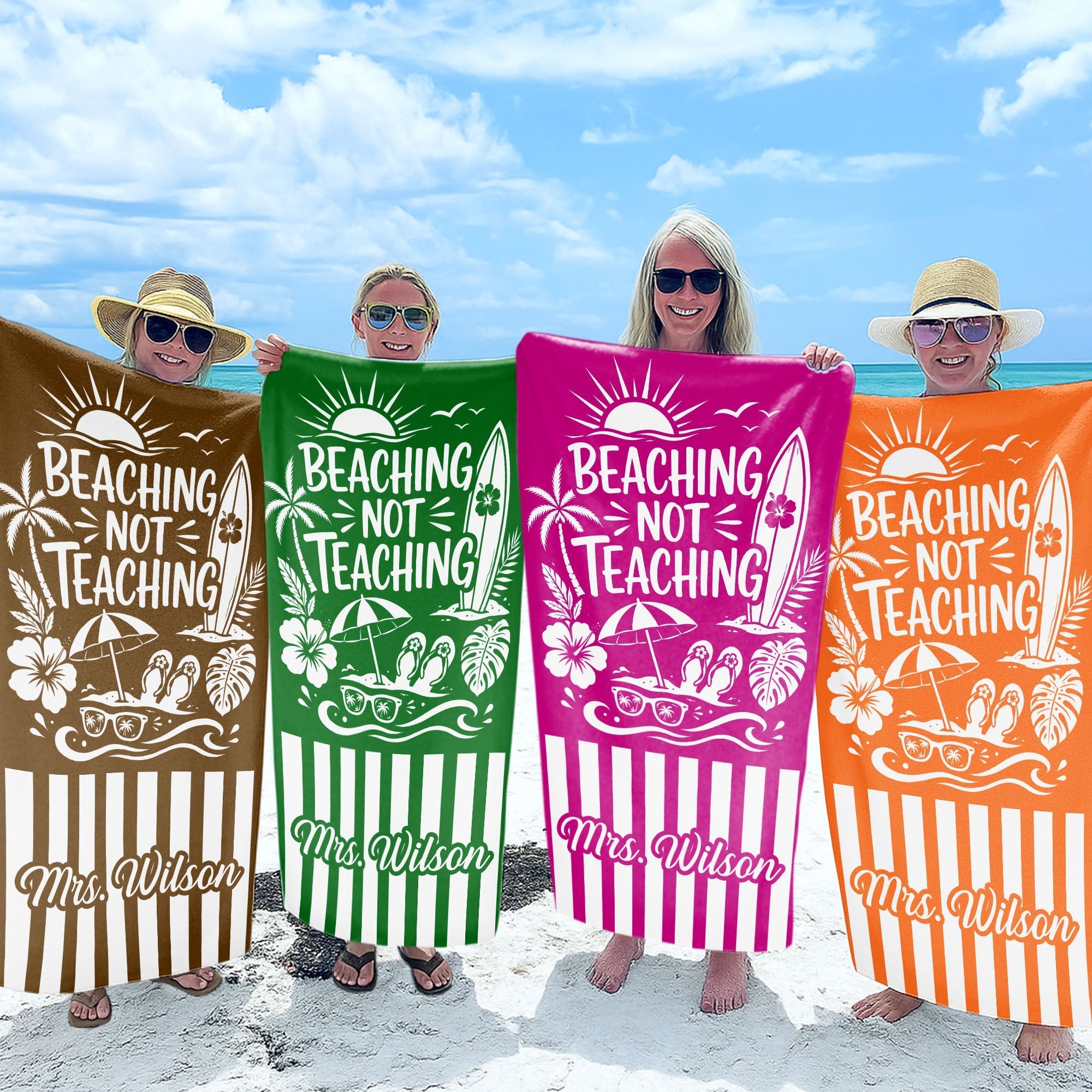 Personalized Microfiber Beach Towel Custom Design for Teacher