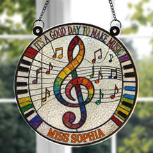 Load image into Gallery viewer, Personalized Suncatcher Music Theme Gift for Teachers - Custom Name
