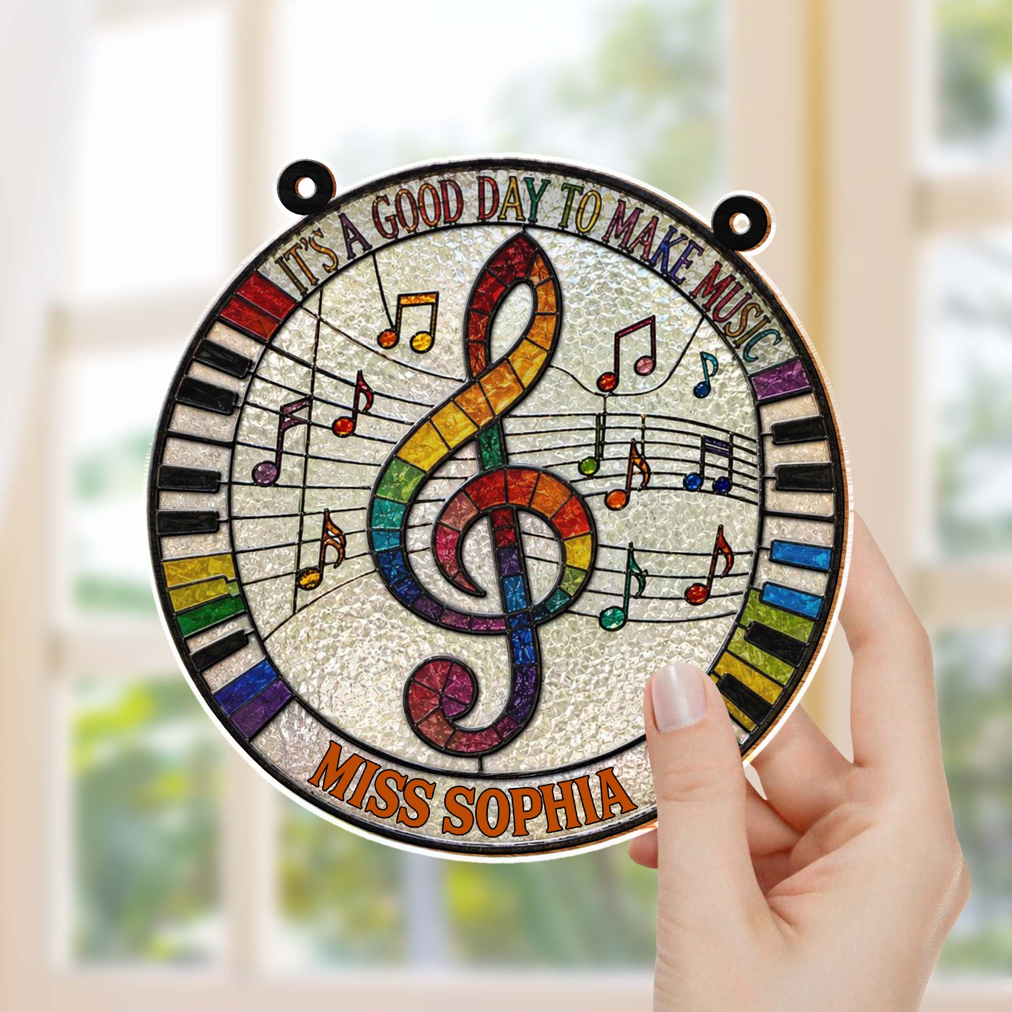 Personalized Suncatcher Music Theme Gift for Teachers - Custom Name