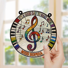 Load image into Gallery viewer, Personalized Suncatcher Music Theme Gift for Teachers - Custom Name
