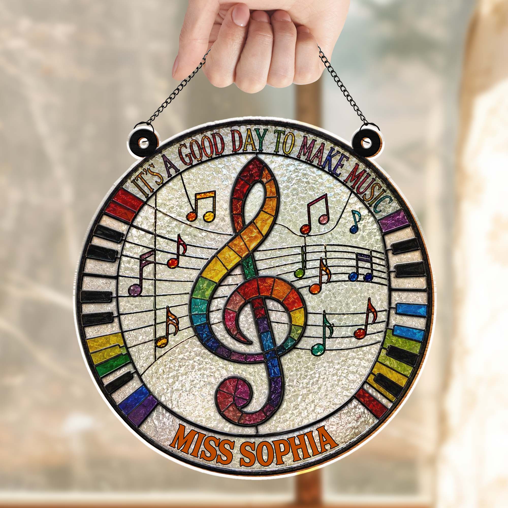 Personalized Suncatcher Music Theme Gift for Teachers - Custom Name
