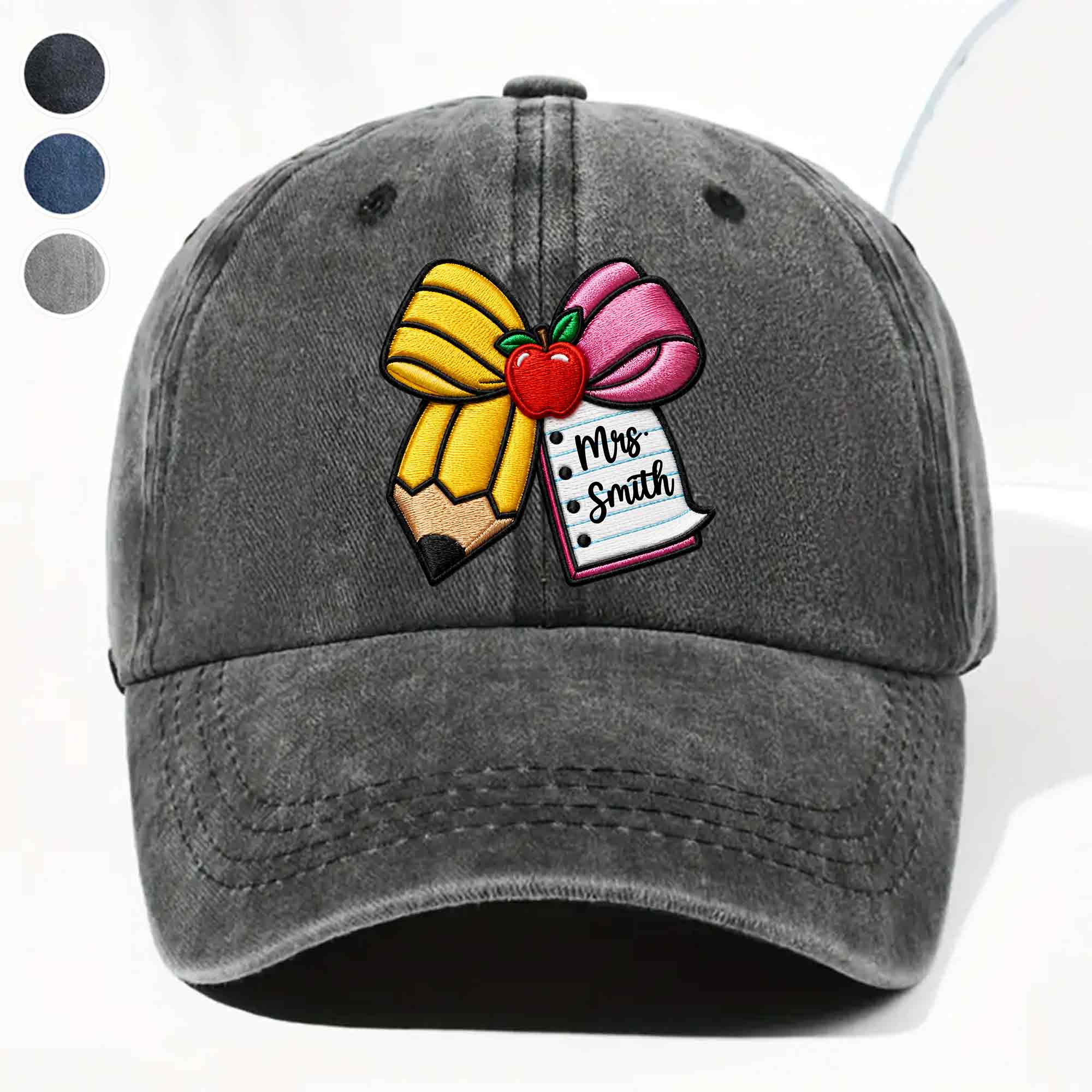Personalized Washed Denim Cap Custom Teacher Gift for Back to School