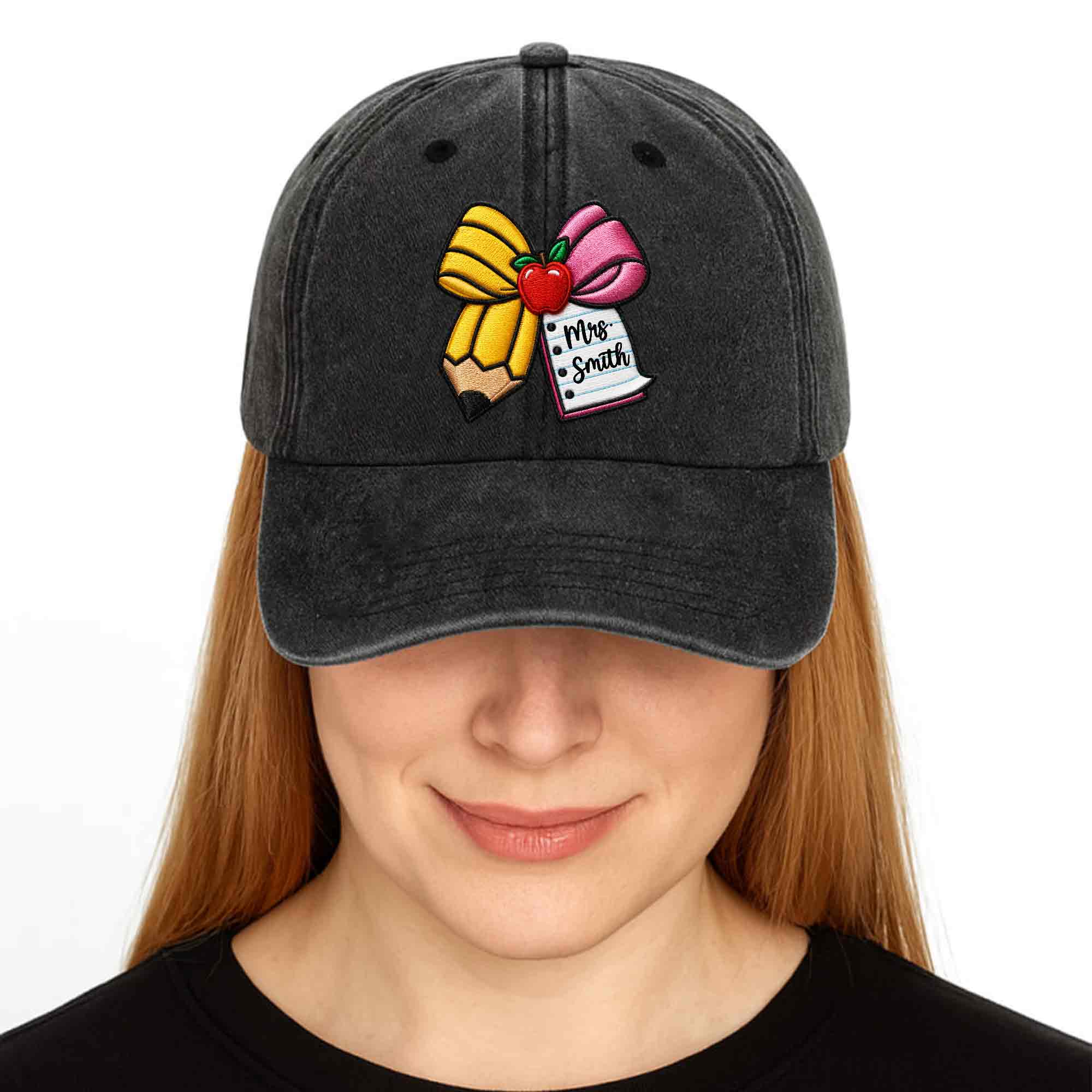 Personalized Washed Denim Cap Custom Teacher Gift for Back to School