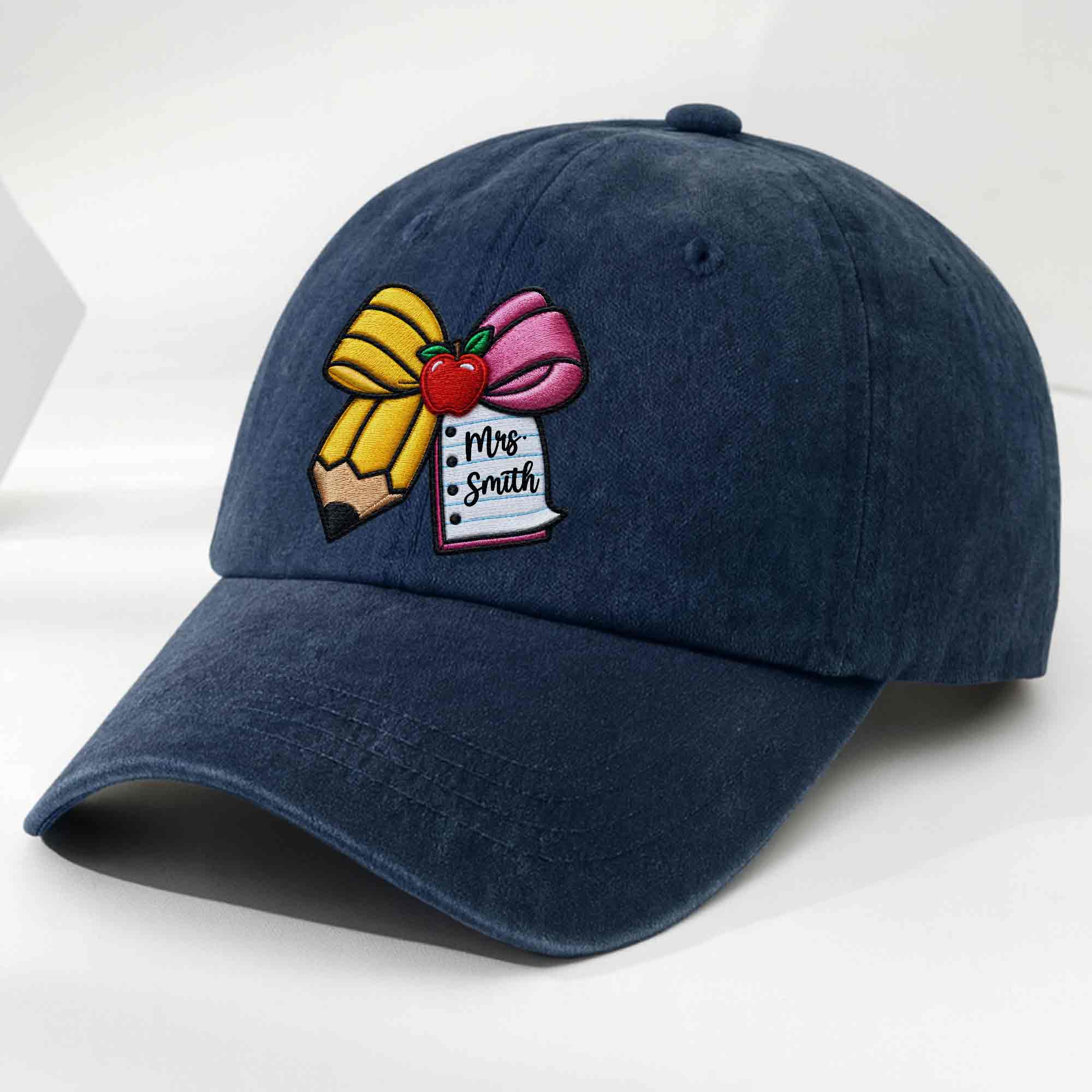 Personalized Washed Denim Cap Custom Teacher Gift for Back to School