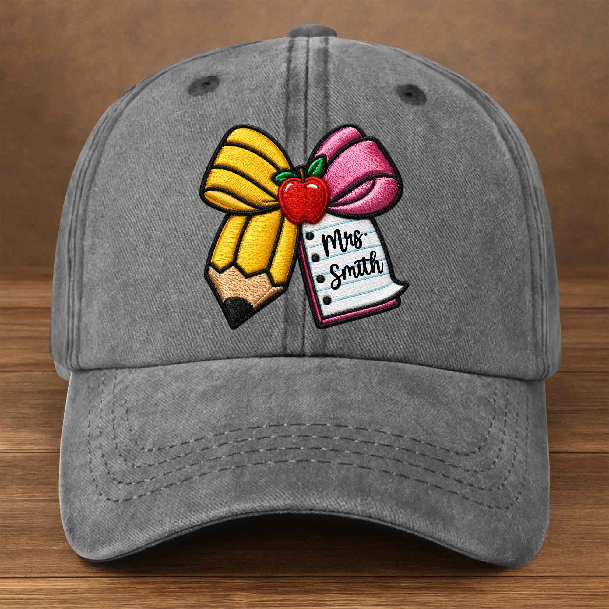 Personalized Washed Denim Cap Custom Teacher Gift for Back to School
