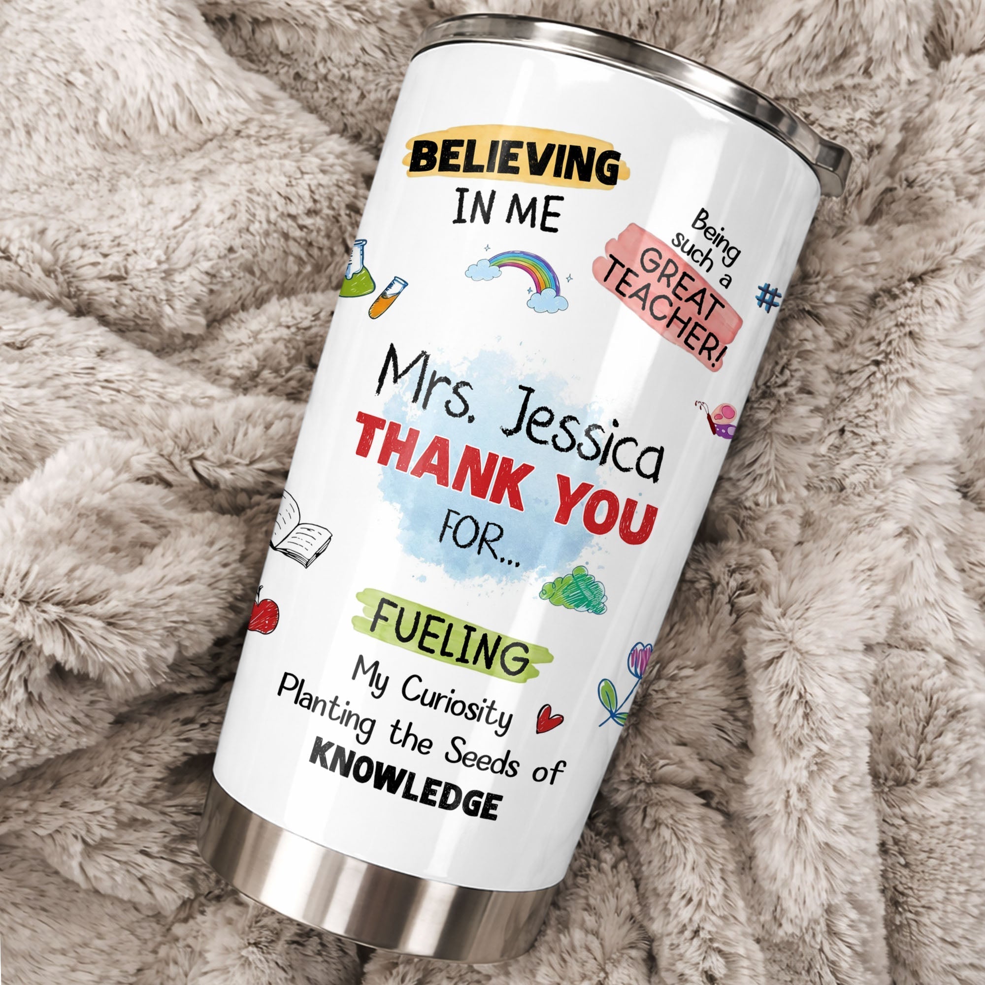 Personalized Stainless Steel Tumbler Custom Teacher Gift 20oz 30oz
