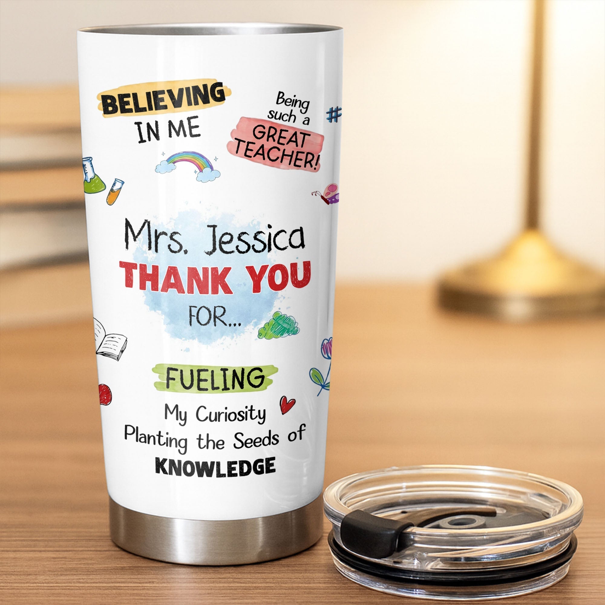 Personalized Stainless Steel Tumbler Custom Teacher Gift 20oz 30oz