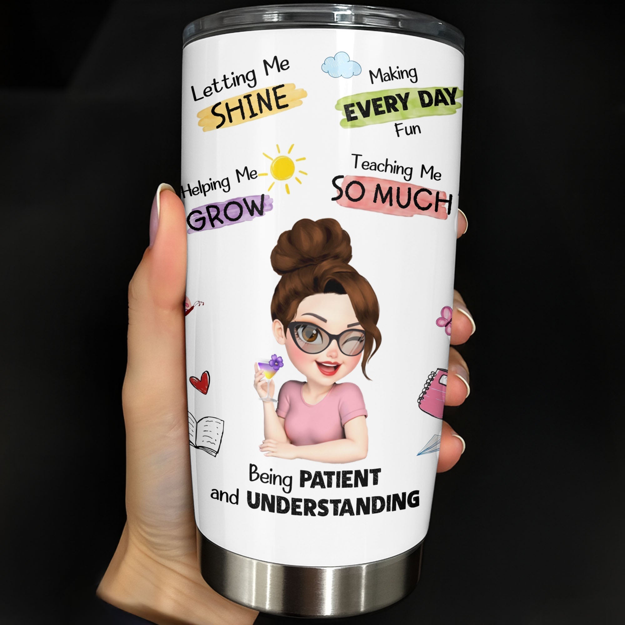 Personalized Stainless Steel Tumbler Custom Teacher Gift 20oz 30oz