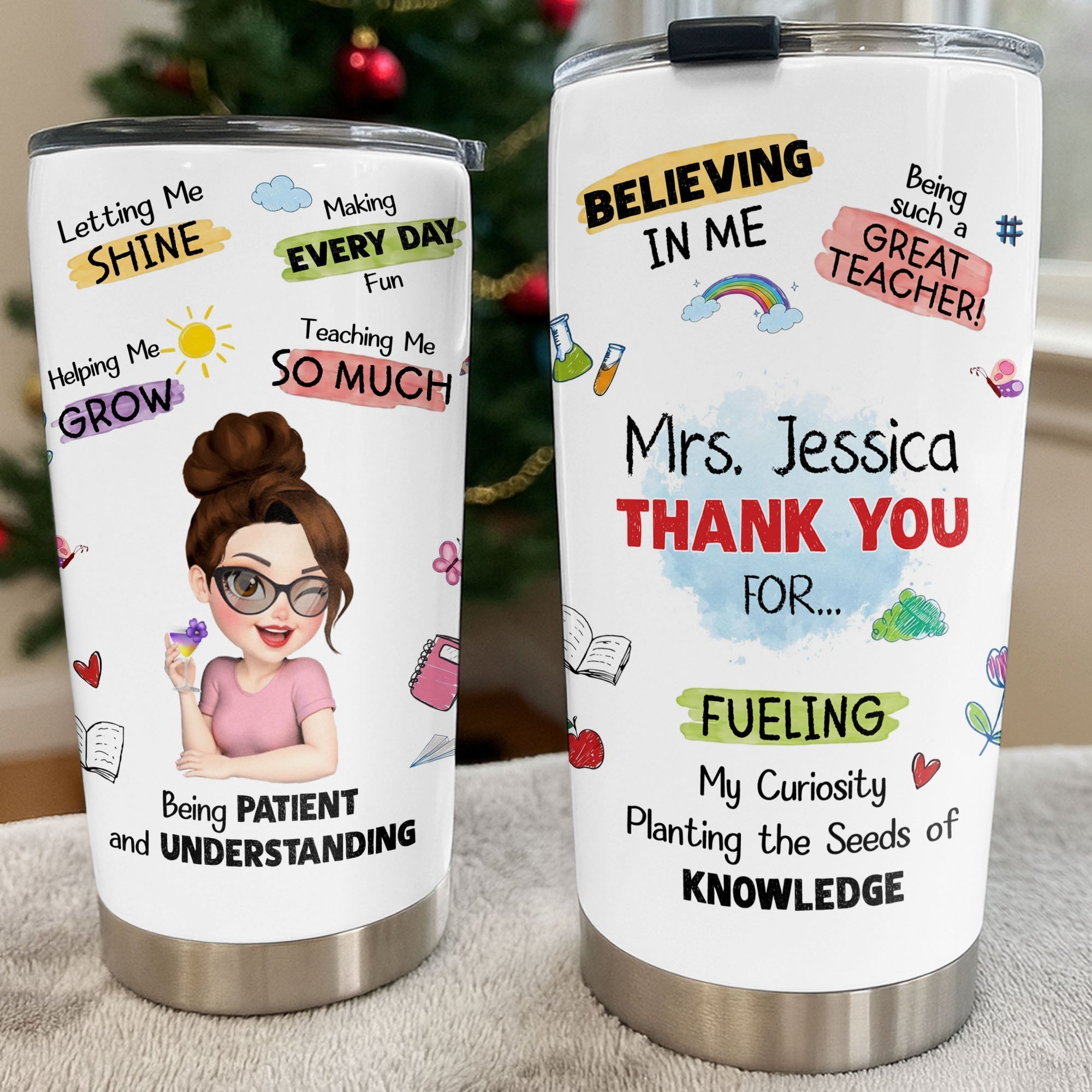 Personalized Stainless Steel Tumbler Custom Teacher Gift 20oz 30oz