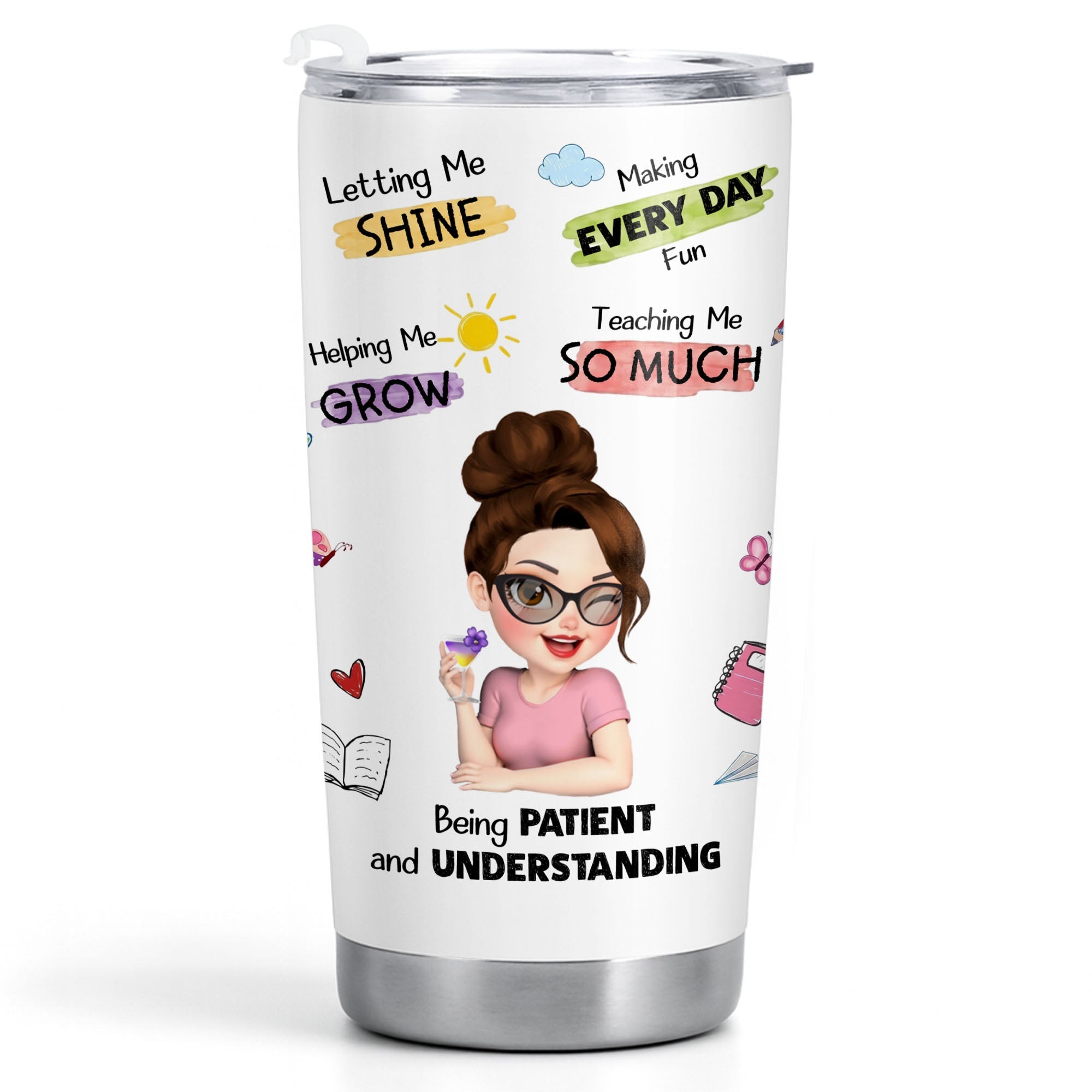 Personalized Stainless Steel Tumbler Custom Teacher Gift 20oz 30oz