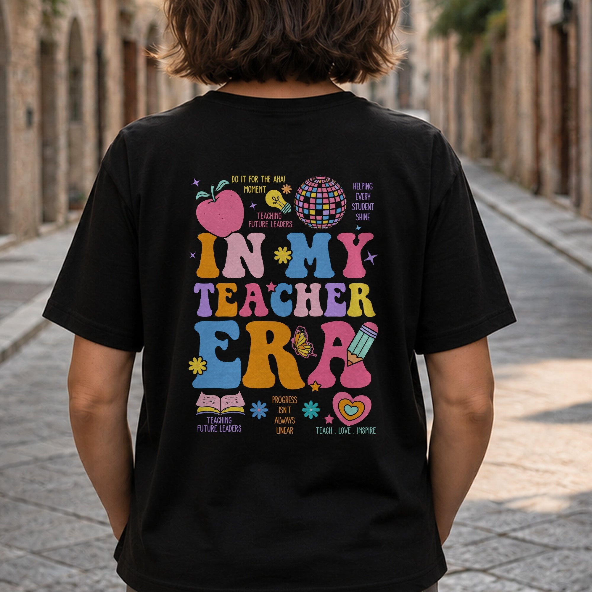 Personalized Custom T-Shirt for Teacher with Apple Design