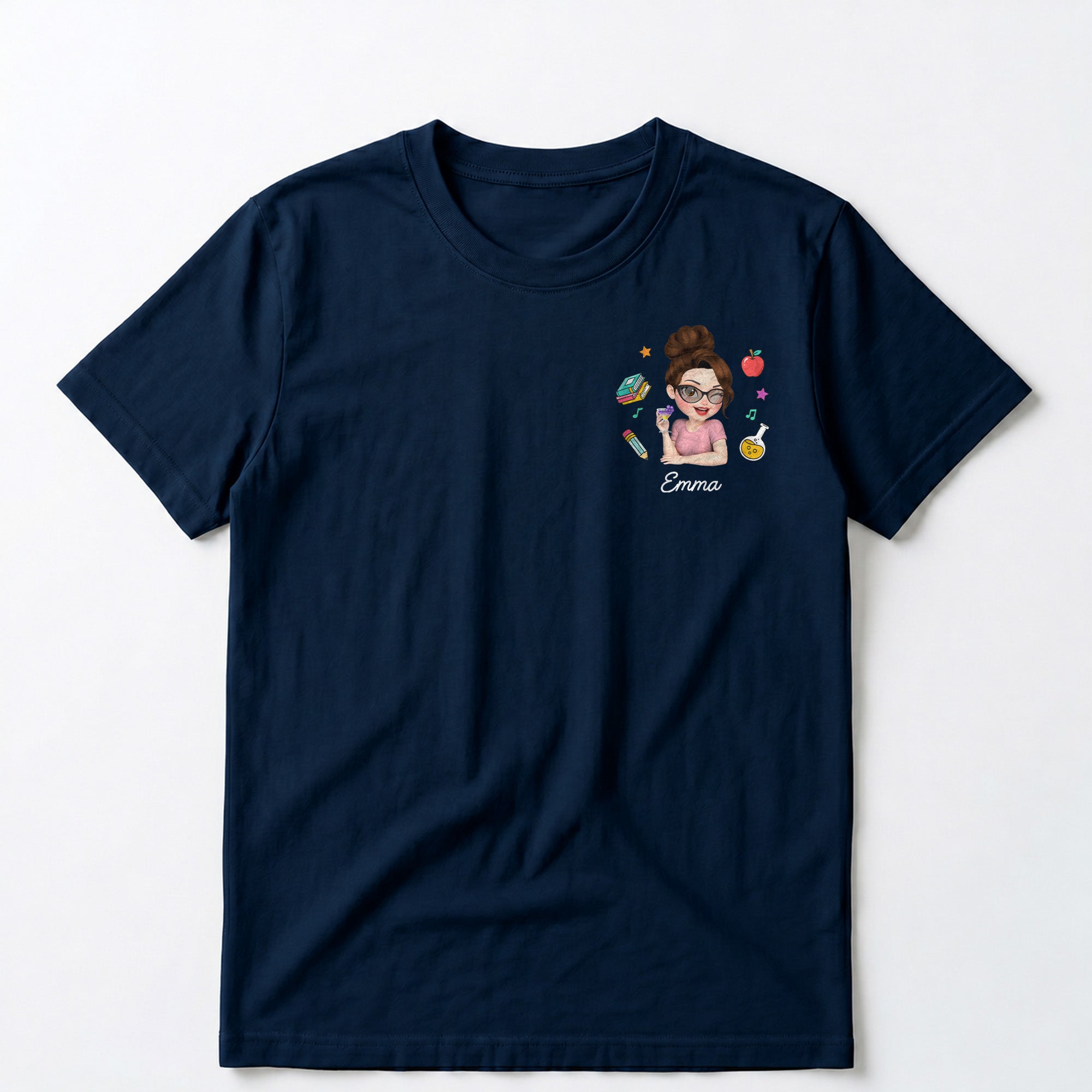 Personalized Custom T-Shirt for Teacher with Apple Design