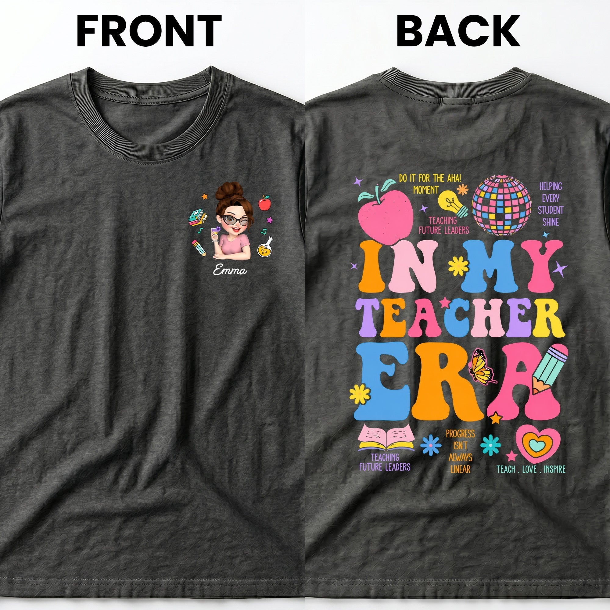 Personalized Custom T-Shirt for Teacher with Apple Design