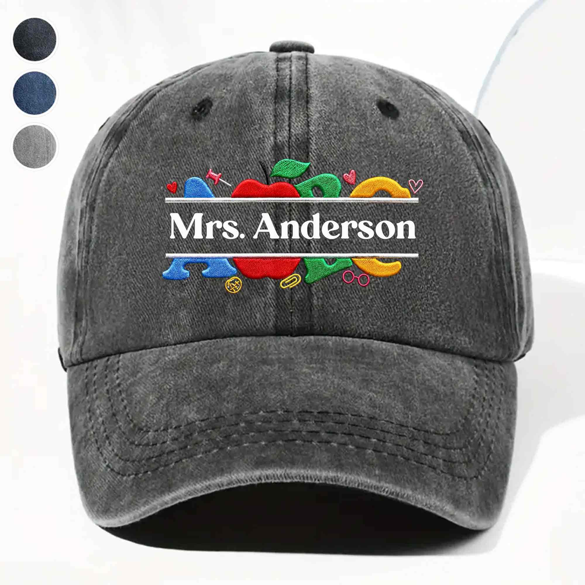 Personalized Washed Denim Cap Custom Name Gift for Teachers