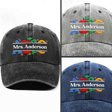 Load image into Gallery viewer, Personalized Washed Denim Cap Custom Name Gift for Teachers
