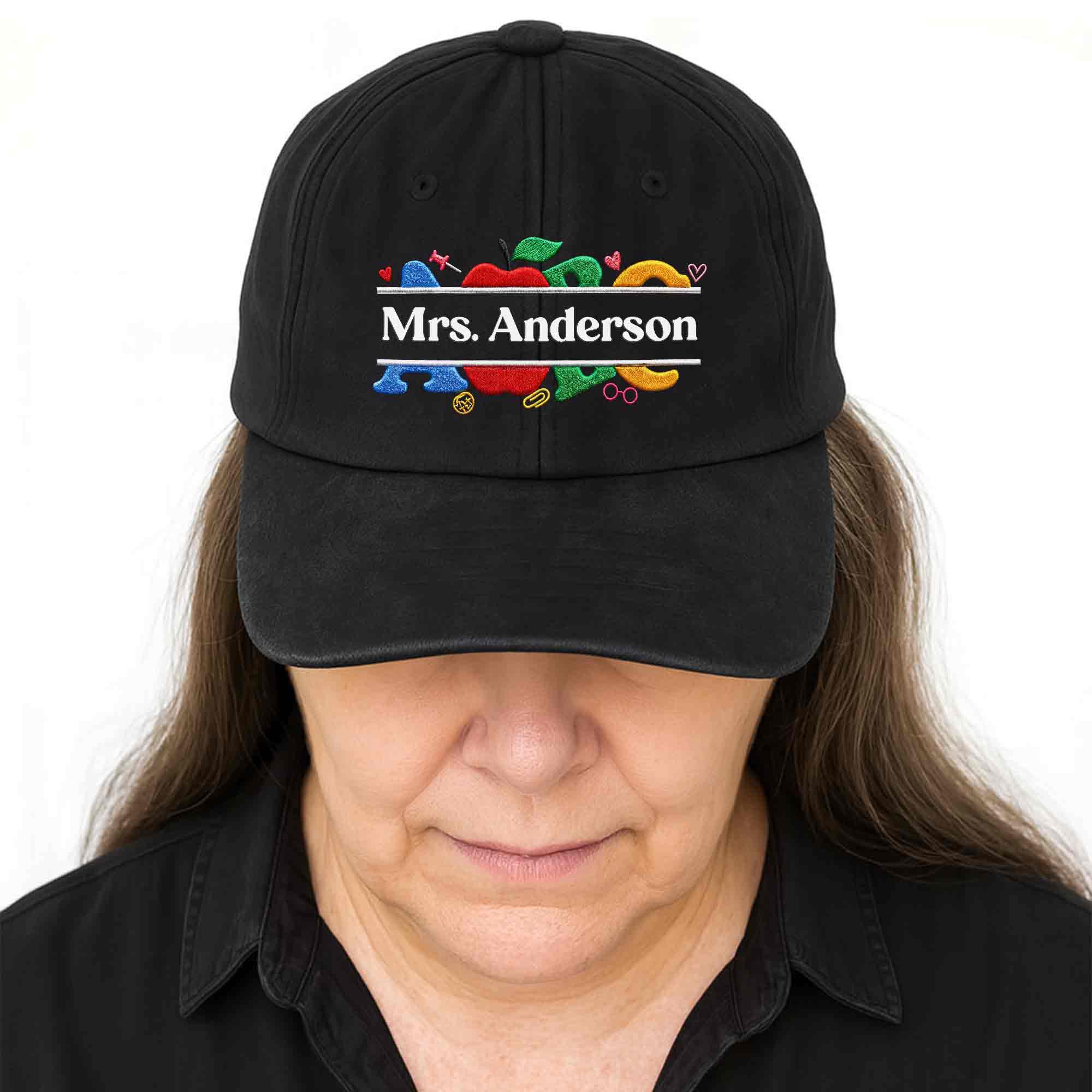 Personalized Washed Denim Cap Custom Name Gift for Teachers